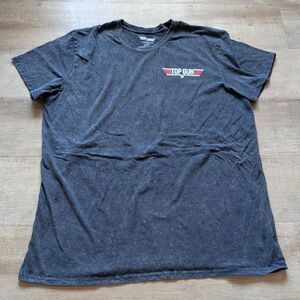 ​Top Gun Movie Logo T-Shirt Mens 3XL 54/56 Dark Gray Acid Wash Short Sleeve Tee